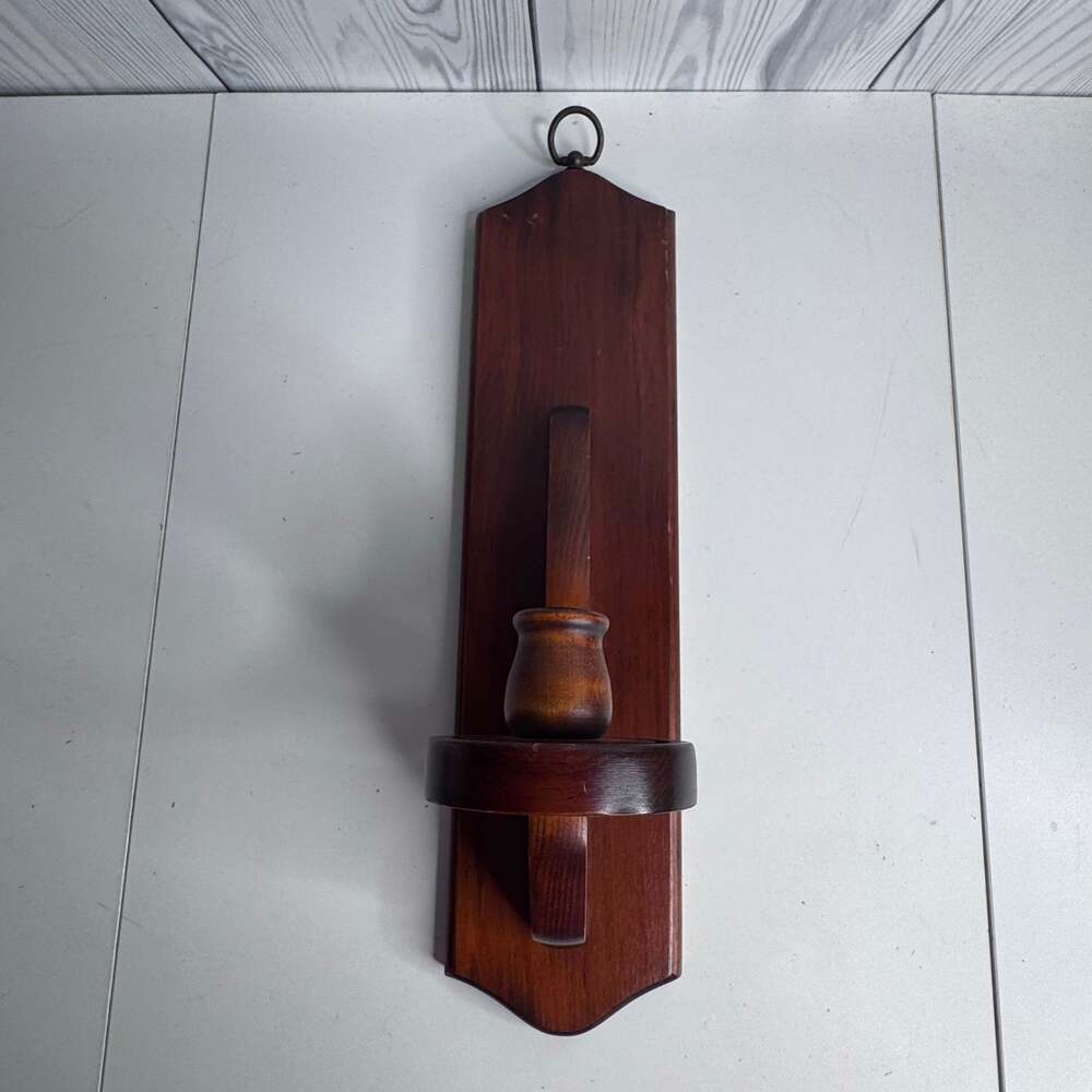 Vintage Wooden Candle Wall Sconces 15” Tall Primitive